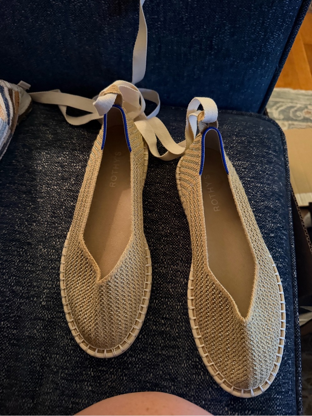 Rothy's Tan Knit Espadrille with Ankle Wrap